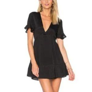 Privacy Please Short Black Dress with Ruffle Sleeves and Hem